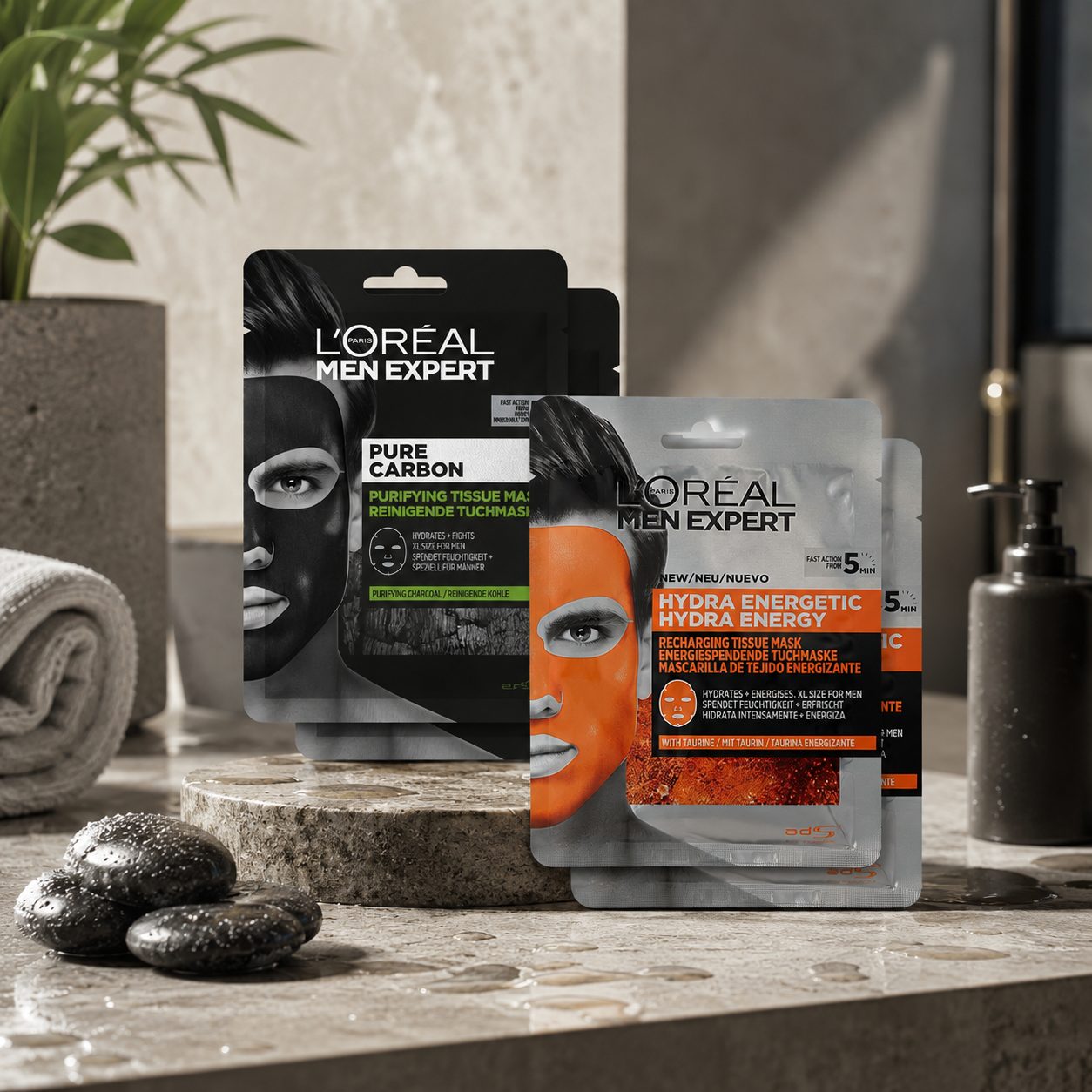 L'Oréal Men Expert Pure Carbon & Hydra Energetic Tissue Masks